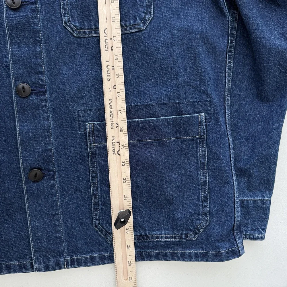 Uniqlo Jacket Mens Medium Blue Denim Chore Workwear Utility Unlined Pockets